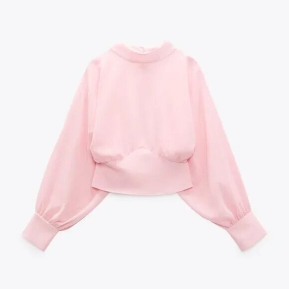 Zara Fitted Waist Flowy Pink Blouse Size L - Picture 6 of 7